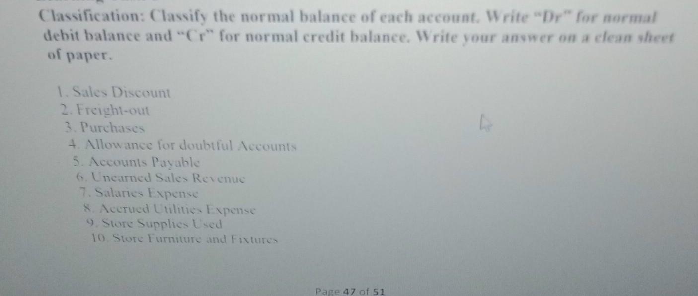 the classification and normal balance of cash account is