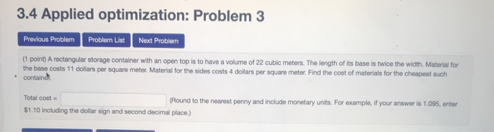 Solved 3.4 Applied optimization: Problem 3 Next Probilem | Chegg.com