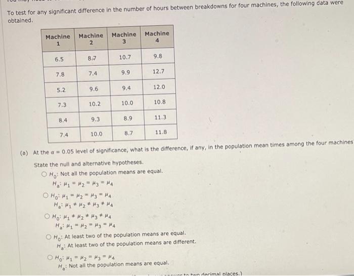 Solved To test for any significant difference in the number | Chegg.com