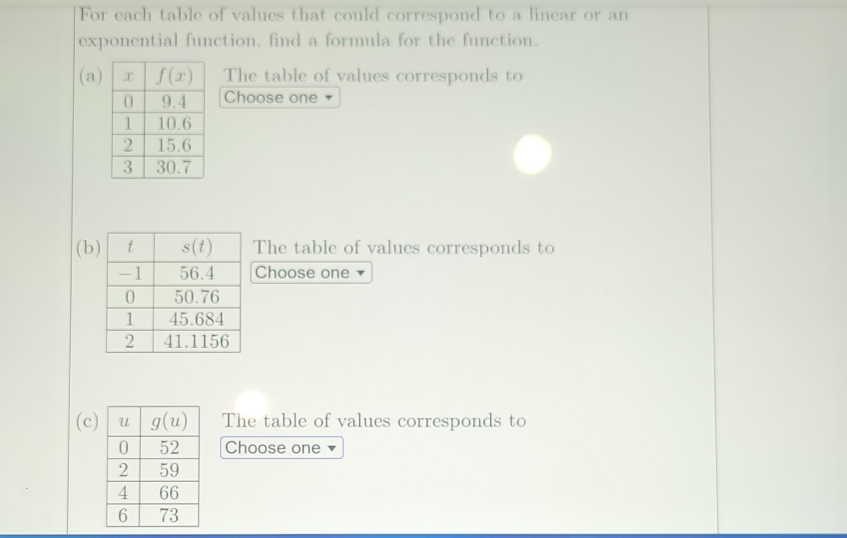 Solved determine whether each of the following tables of | Chegg.com