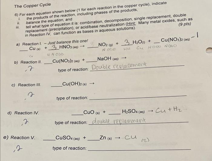 Solved 6) For each equation shown below ( 1 for each | Chegg.com