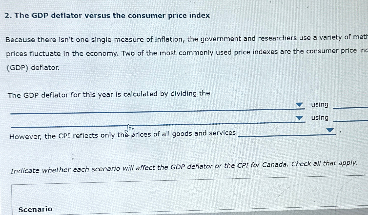 Solved The GDP deflator versus the consumer price | Chegg.com