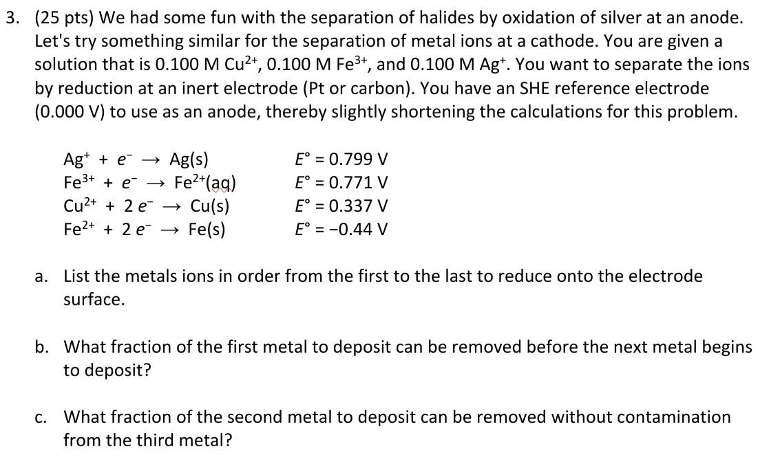 Solved 3. (25 pts) We had some fun with the separation of | Chegg.com
