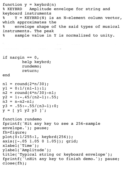 2. Write a MATLAB function that plays a given | Chegg.com