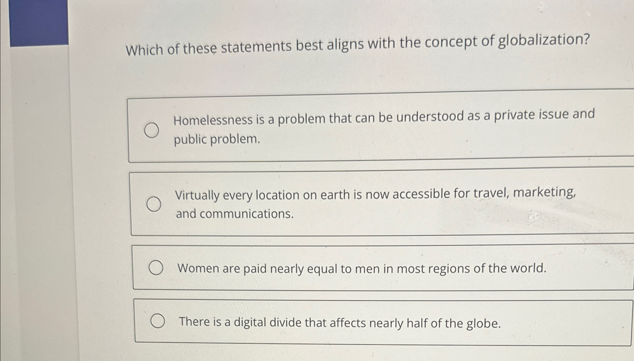 Solved Which of these statements best aligns with the | Chegg.com