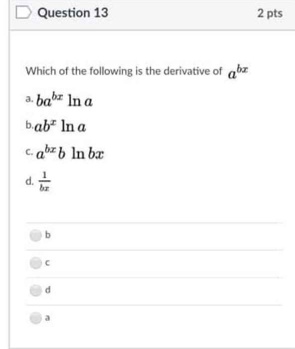 Solved Question 1 2 pts Which of the following is the | Chegg.com