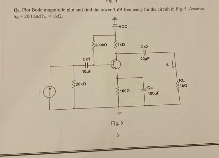 Solved Q6. Plot Bode magnitude plot and find the lower 3-dB | Chegg.com