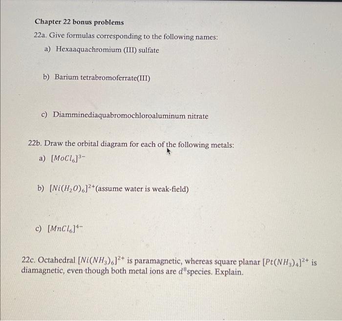 Chapter 22 bonus problems 22a. Give formulas | Chegg.com