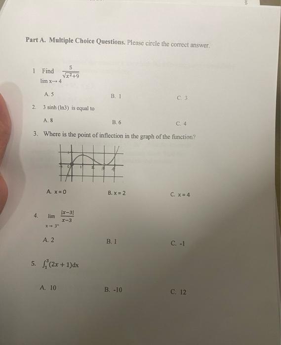 Solved Part A. Multiple Choice Questions. Please circle the | Chegg.com
