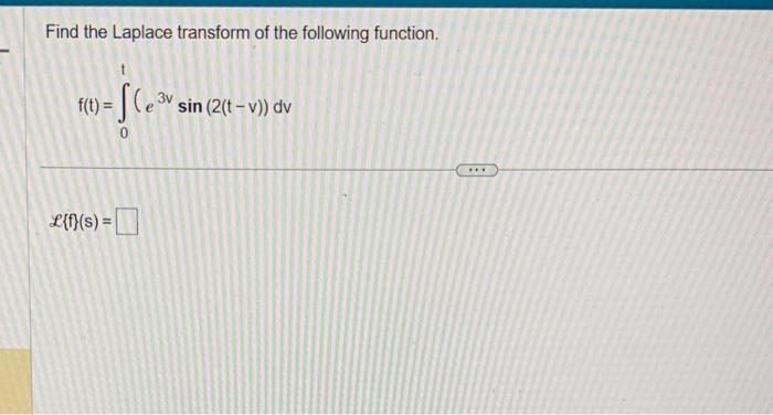 Solved Find The Laplace Transform Of The Following Function. | Chegg.com