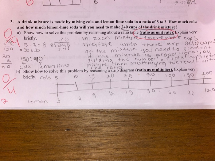 Solved purple 3. A drink mixture is made by mixing cola and