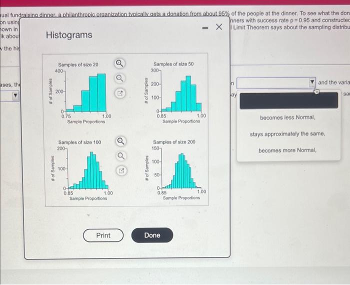 iners with success rate \( p=0.95 \)
Limit Theorem says about the s
Histograms