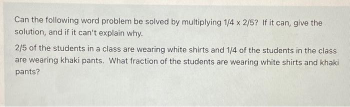 Solved Can the following word problem be solved by | Chegg.com