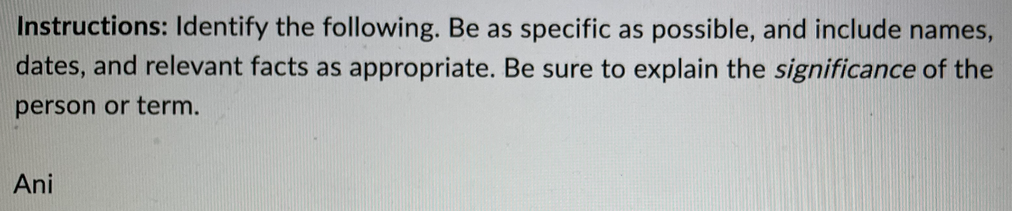 Instructions: Identify the following. Be as specific | Chegg.com