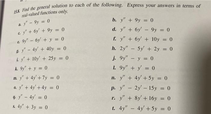 Solved --- - 15& Find the general solution to each of the | Chegg.com