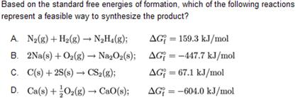 Solved Based on the standard free energies of formation, | Chegg.com