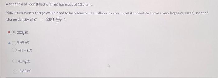 Solved A Spherical Balloon (filled With Air) Has Mass Of 10 | Chegg.com