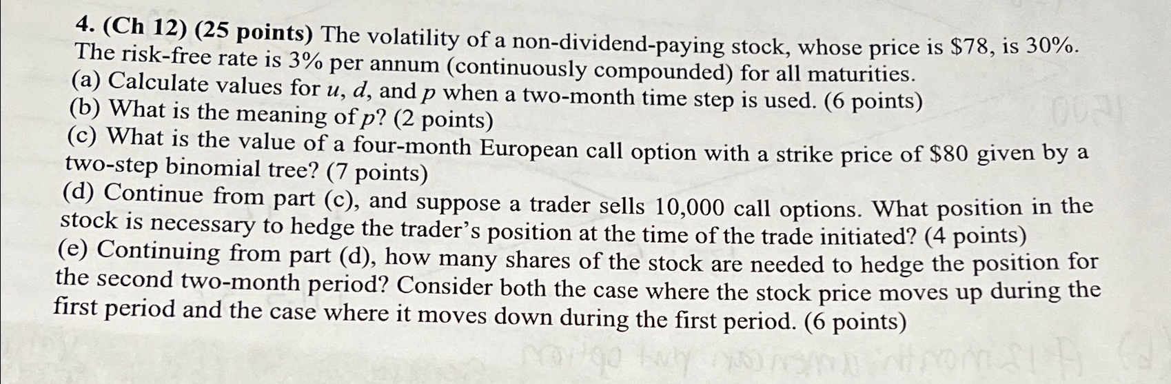 Solved (Ch 12) (25 ﻿points) ﻿The volatility of a | Chegg.com
