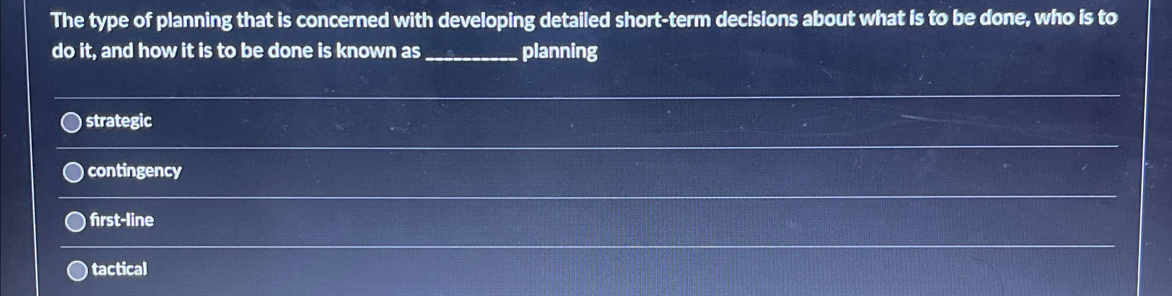 Solved The type of planning that is concerned with | Chegg.com
