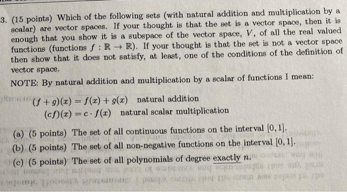 Solved 3. (15 points) Which of the following sets (with | Chegg.com