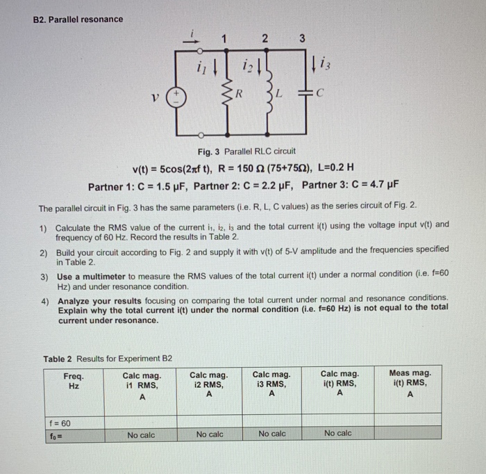 Solved B2 Parallel Resonance 1 2 3 Er Z Ho Fig 3 Parall Chegg Com