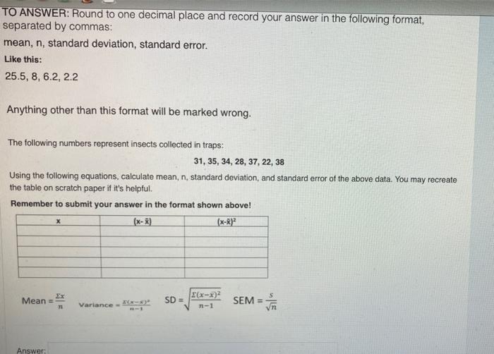 Solved TO ANSWER: Round to one decimal place and record your | Chegg.com