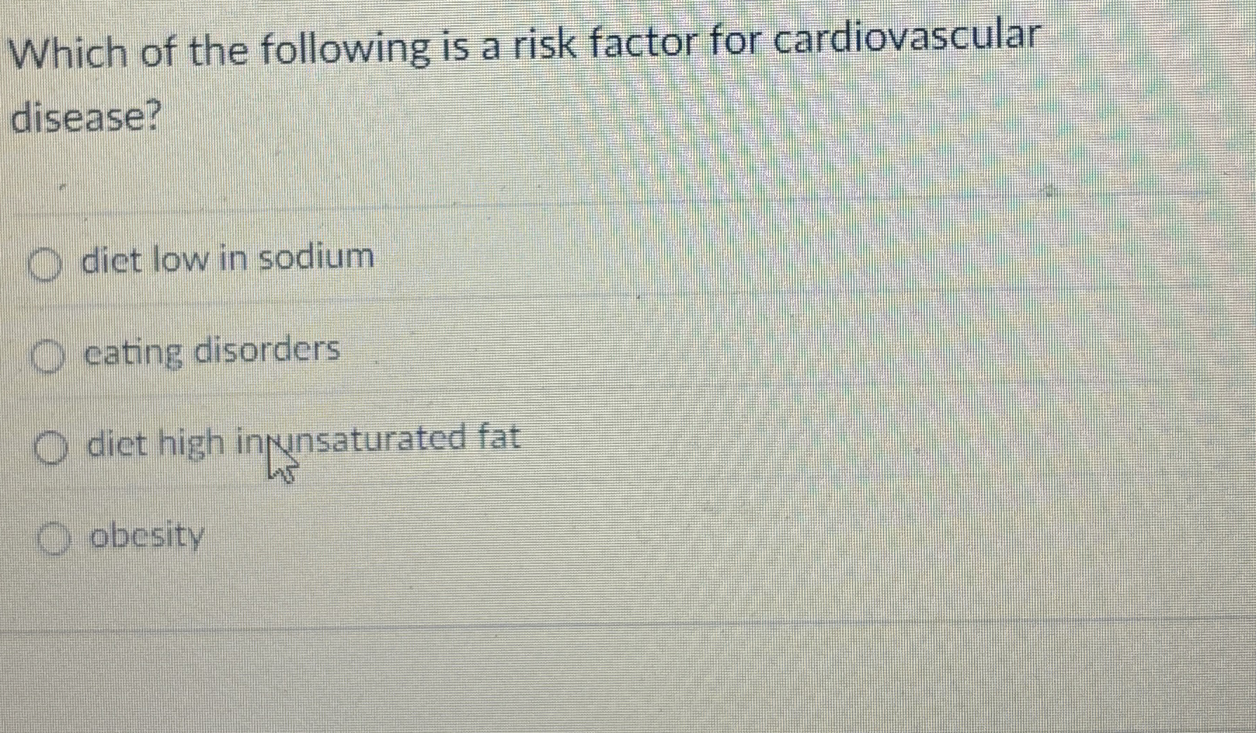 Solved Which of the following is a risk factor for