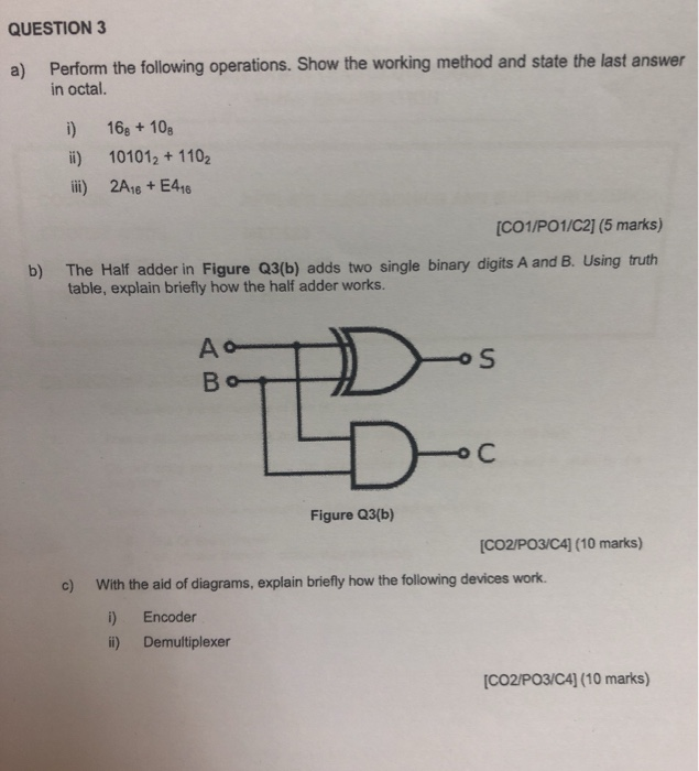 Solved QUESTION 3 Perform the following operations. Show the | Chegg.com