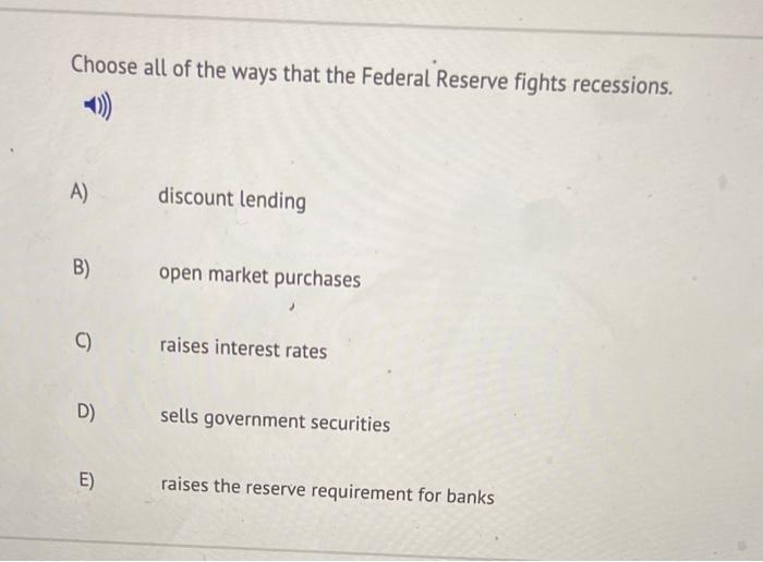 Solved Choose all of the ways that the Federal Reserve | Chegg.com