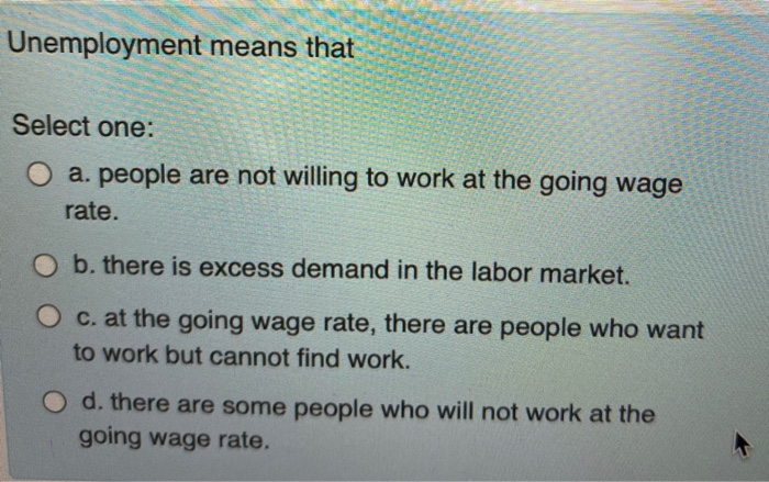 Unemployment Means That Select One O A People Are Chegg Com