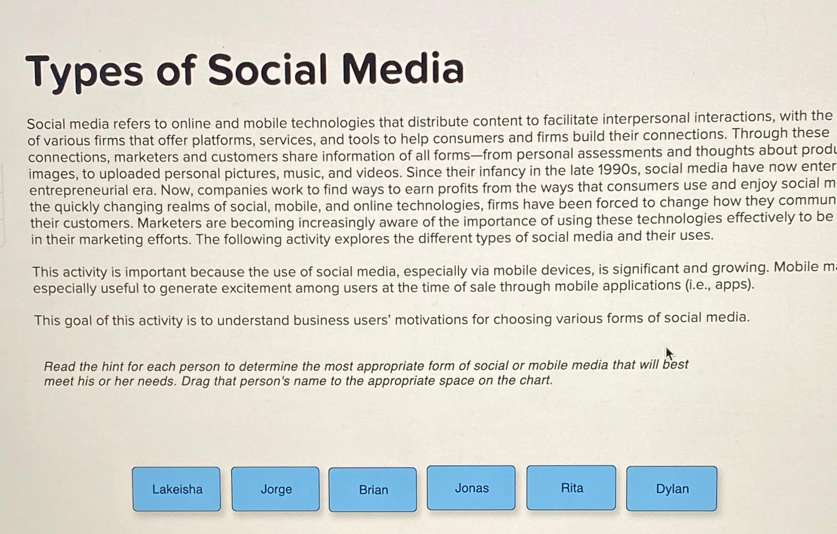 Solved Types of Social MediaSocial media refers to online | Chegg.com