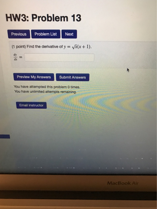 Solved HW3: Problem 13 Previous Problem List Next (1 point) | Chegg.com