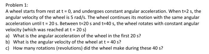 Solved Problem 1: A Wheel Starts From Rest At T=0, And | Chegg.com