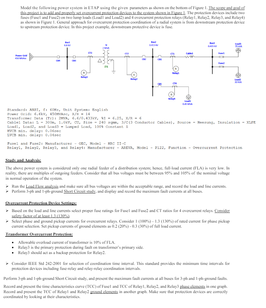 Solved Model the following power system in ETAP using the | Chegg.com