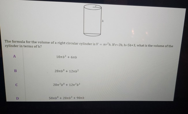 Solved The Formula For The Volume Of A Right Circular Cyl Chegg Com