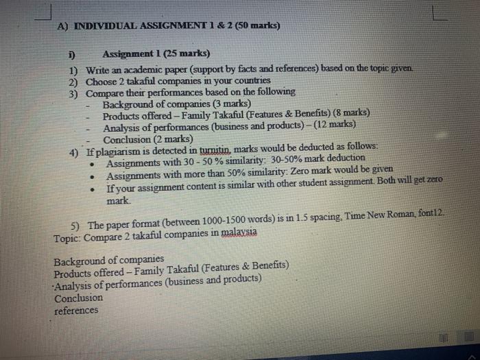 Topic Compare 2 Takaful Companies In Malaysiachoo Chegg Com