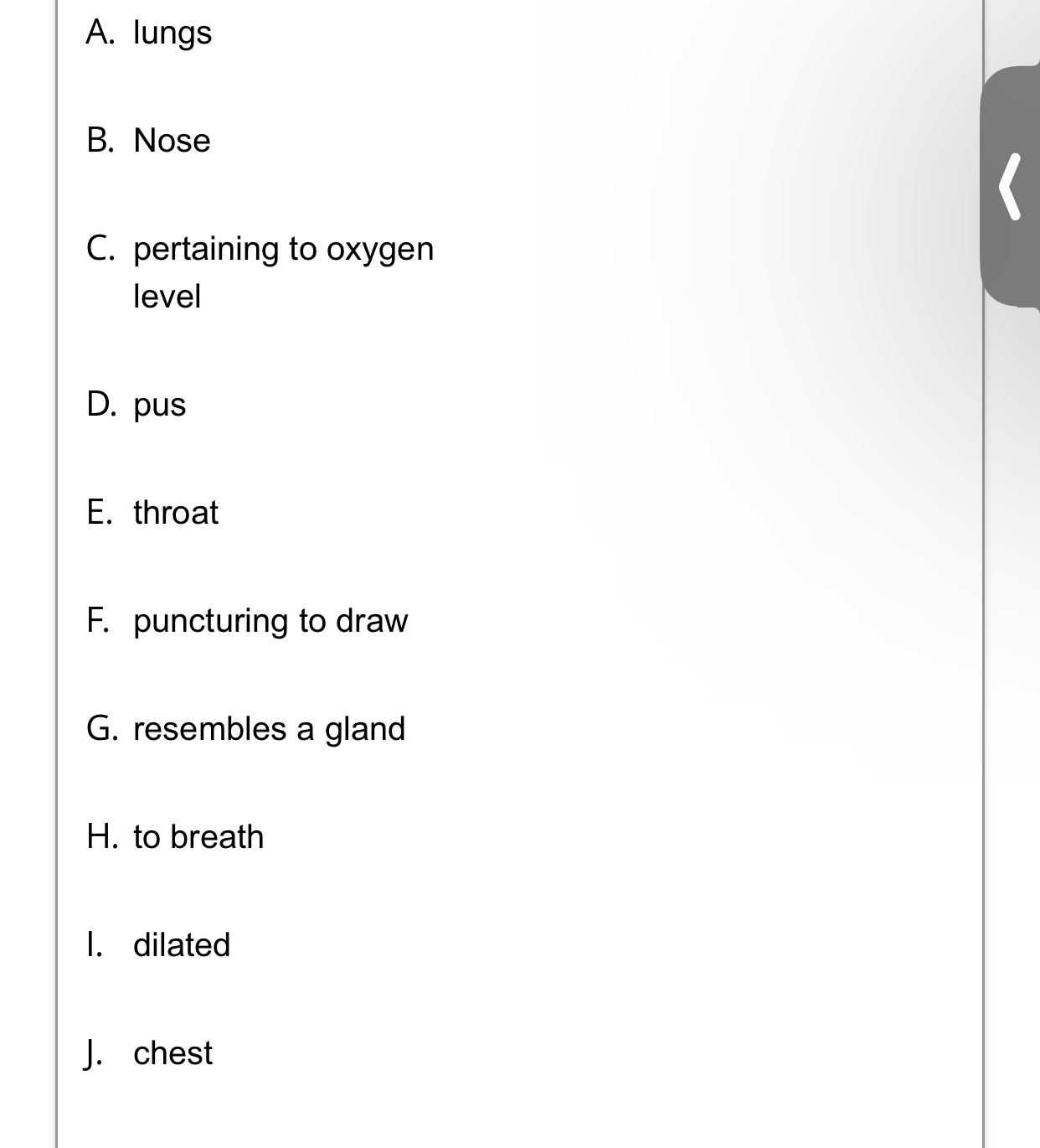 Solved Match the following terms to the correct
