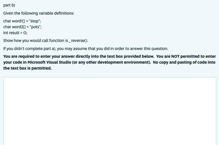 Solved Parta) Write a function called is_reverse that will | Chegg.com