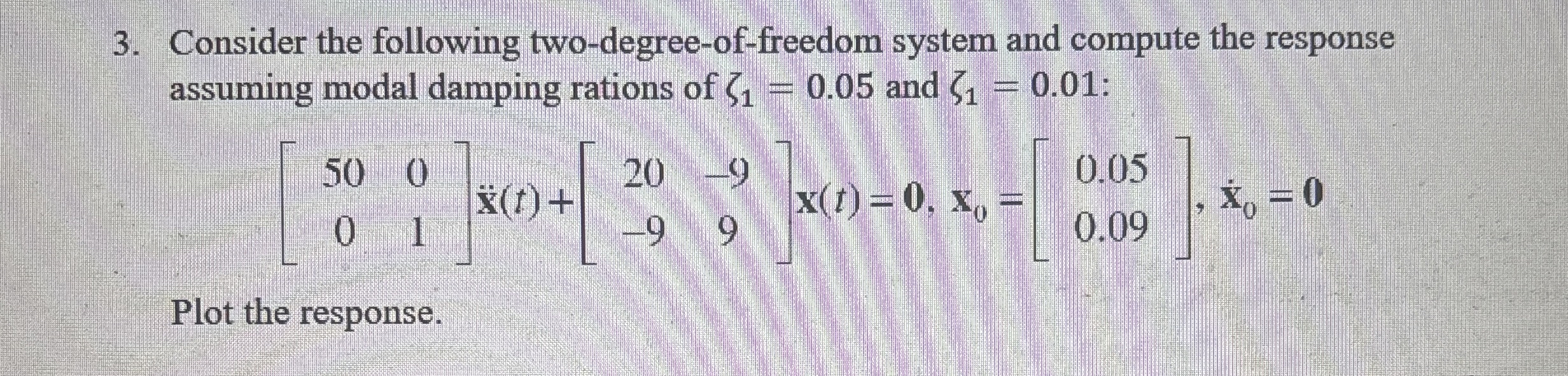 Solved Consider The Following Two Degree Of Freedom System Chegg Com