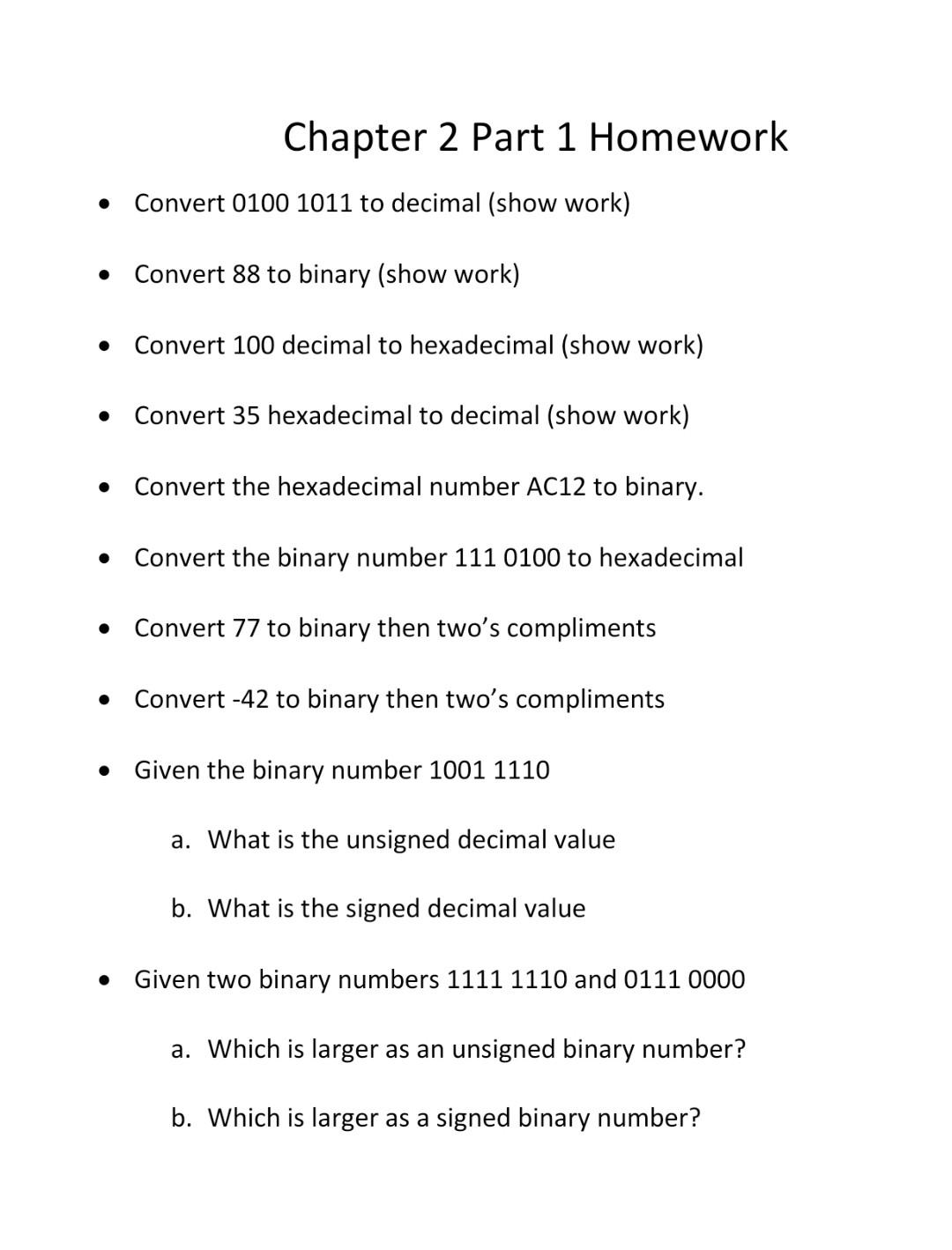 Solved Chapter 2 Part 1 Homework Convert 01001011 To Chegg Solved Chapter 2 Part 1 Homework Convert 01001011 To Chegg