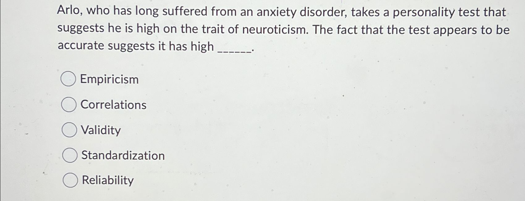 Solved Arlo, who has long suffered from an anxiety disorder, | Chegg.com