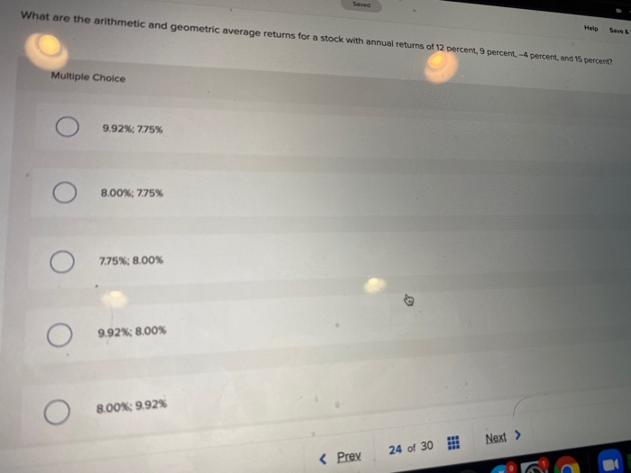 Solved What are the arithmetic and geometric average returns
