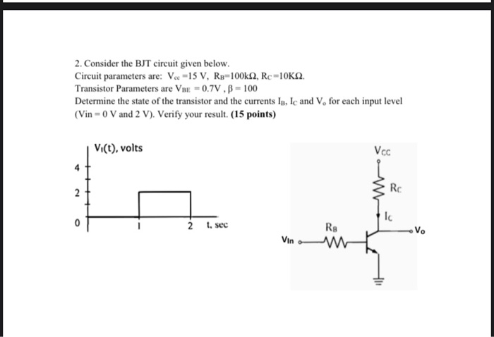 Solved 2. Consider the BJT circuit given below. Circuit | Chegg.com