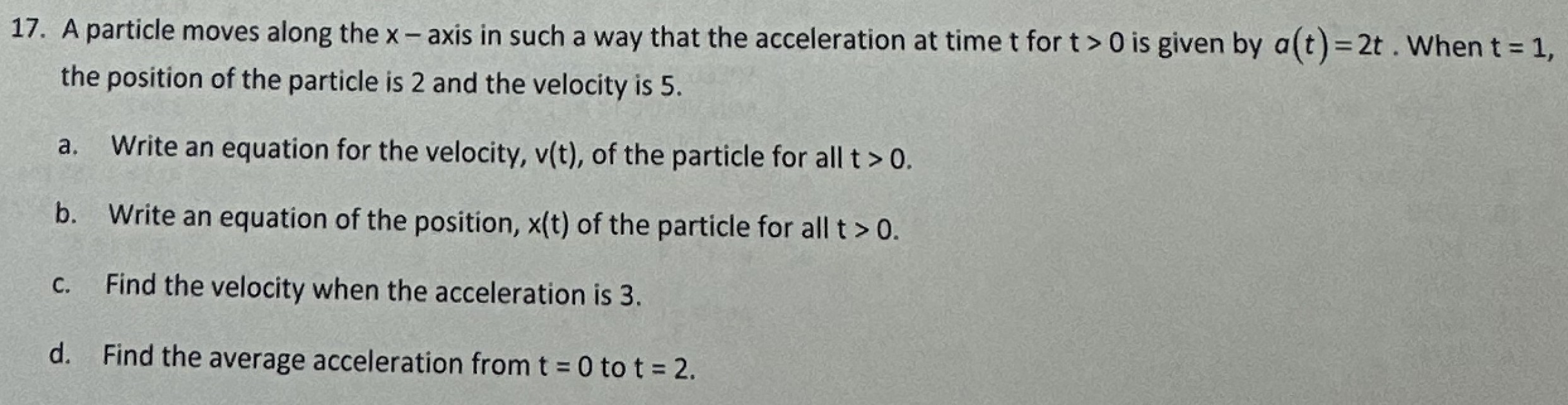 Solved A particle moves along the x - ﻿axis in ﻿such a way | Chegg.com