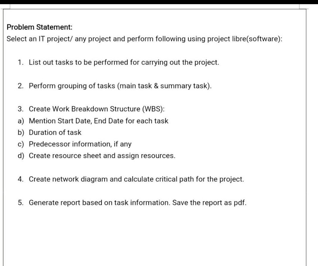 Problem Statement: Select an IT project/ any project | Chegg.com