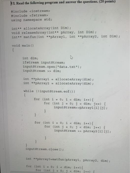 Solved I. Read the following program and answer the | Chegg.com