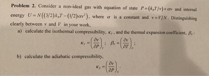 non ideal gas equations