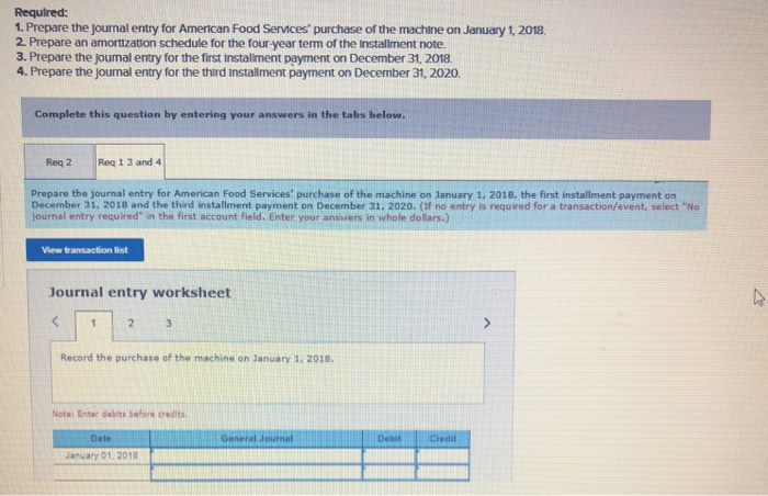 Solved Exercise 14-20 Installment note; amortization | Chegg.com
