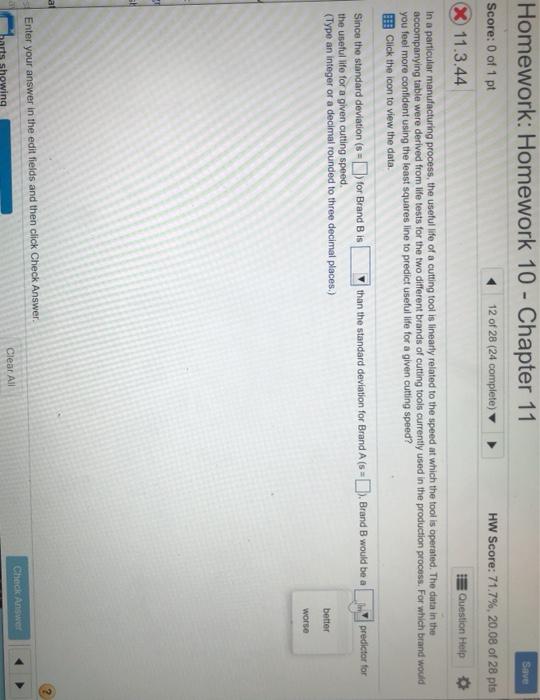 Solved Save Homework: Homework 10 - Chapter 11 Score: 0 of 1 | Chegg.com