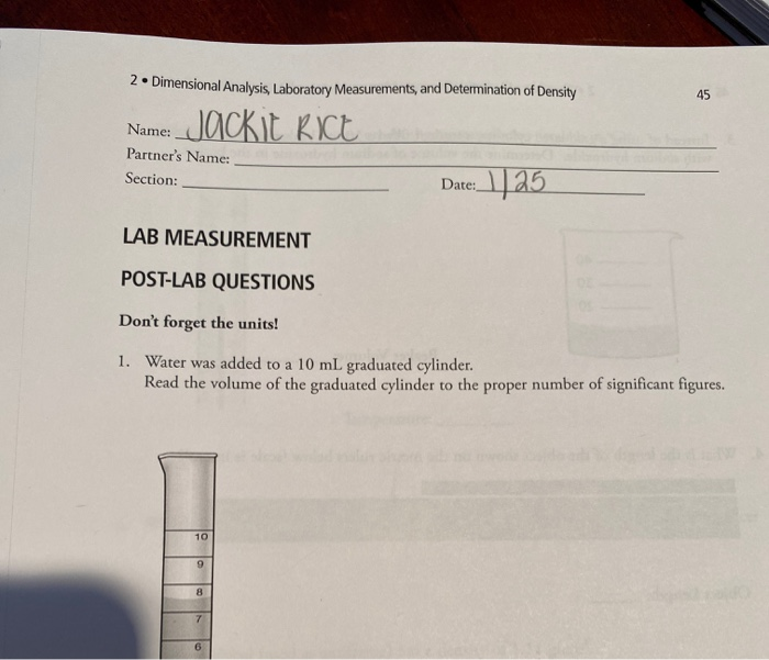 Solved 2. Dimensional Analysis, Laboratory Measurements, and